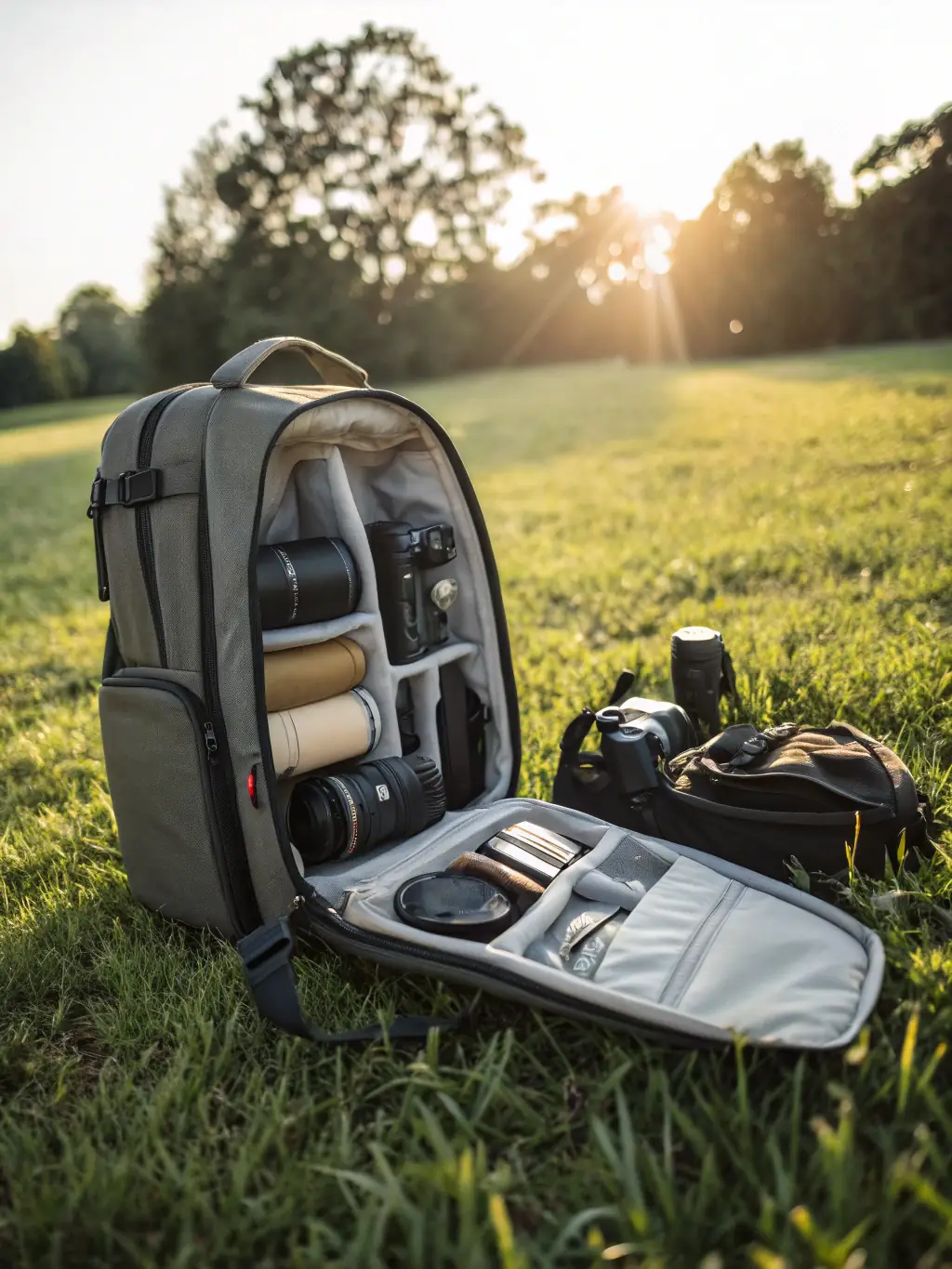 A captivating image of a high-quality travel backpack, showcasing its multiple compartments and durable material, set against the backdrop of a scenic desert landscape in the UAE. This is for the featured travel product.